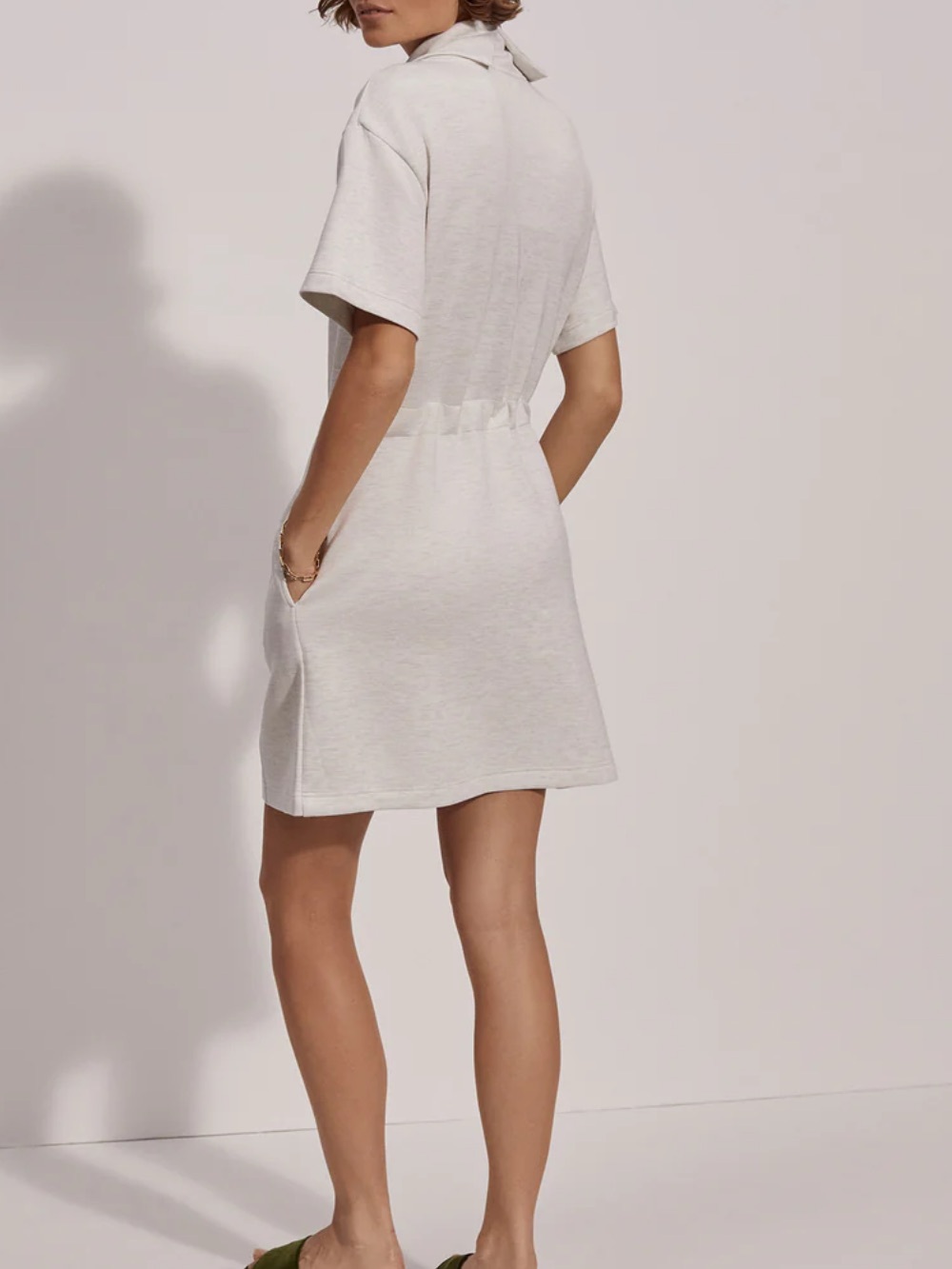 VARLEY Double Soft Sophie Dress Ivory Marl Size Medium - Picture 3 of 7
